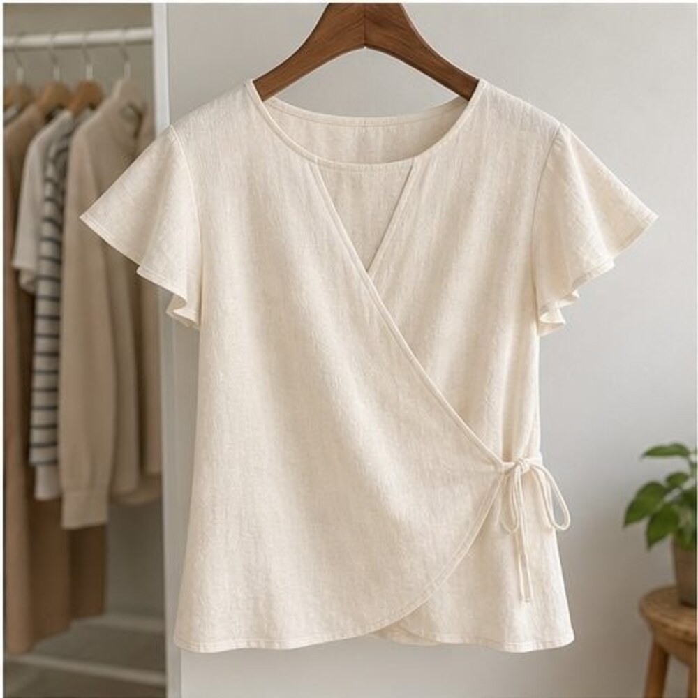 Cream Tie Neck Blouse